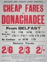 Ireland Co Down - Train Timetable - Belfast To Donaghadee (UF) 30x40